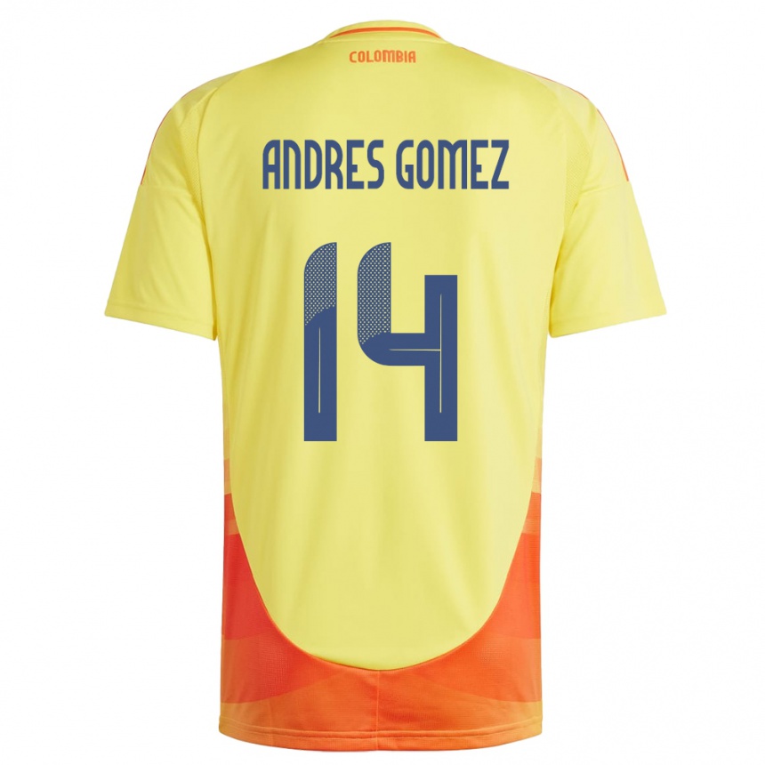 Vaikiškas Kolumbija Carlos Andrés Gómez #14 Geltona Namų Marškinėliai 24-26 T-Shirt