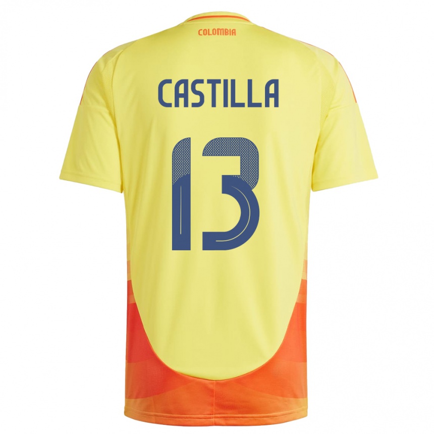 Vaikiškas Kolumbija Juan Castilla #13 Geltona Namų Marškinėliai 24-26 T-Shirt