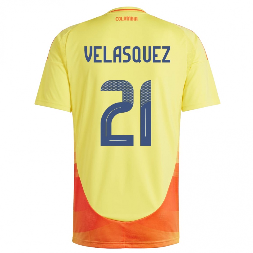 Vaikiškas Kolumbija Samuel Velásquez #21 Geltona Namų Marškinėliai 24-26 T-Shirt