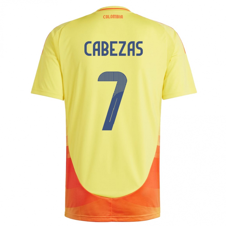 Vaikiškas Kolumbija Jorge Cabezas #7 Geltona Namų Marškinėliai 24-26 T-Shirt