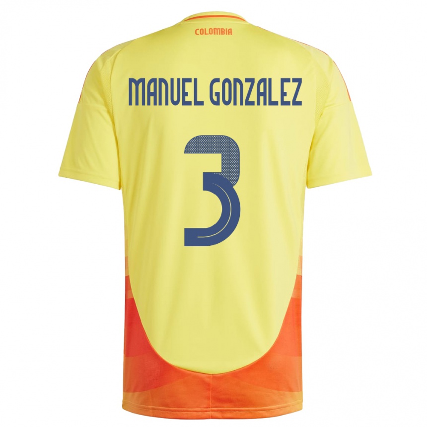 Vaikiškas Kolumbija Carlos Manuel González #3 Geltona Namų Marškinėliai 24-26 T-Shirt