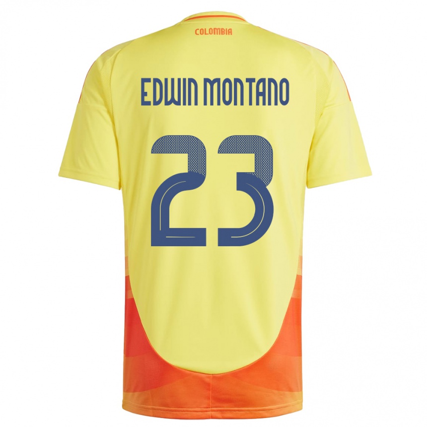 Vaikiškas Kolumbija John Edwin Montaño #23 Geltona Namų Marškinėliai 24-26 T-Shirt