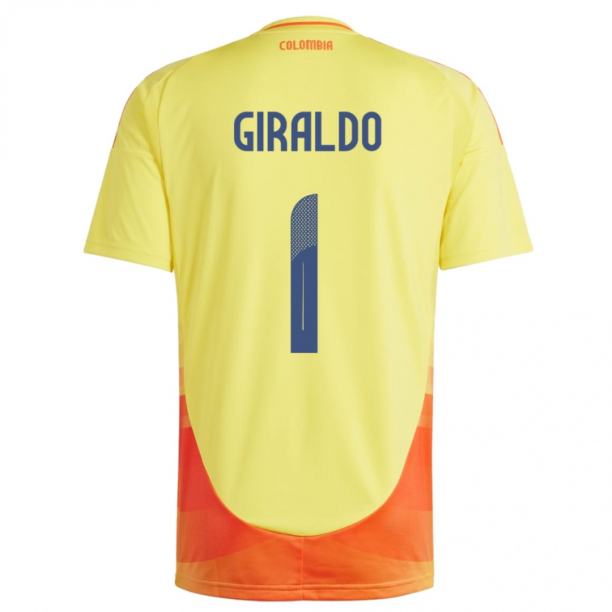 Vaikiškas Kolumbija Natalia Giraldo #1 Geltona Namų Marškinėliai 24-26 T-Shirt