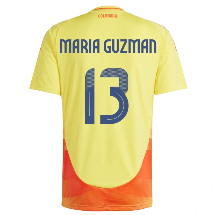 Vaikiškas Kolumbija Ana María Guzmán #13 Geltona Namų Marškinėliai 24-26 T-Shirt