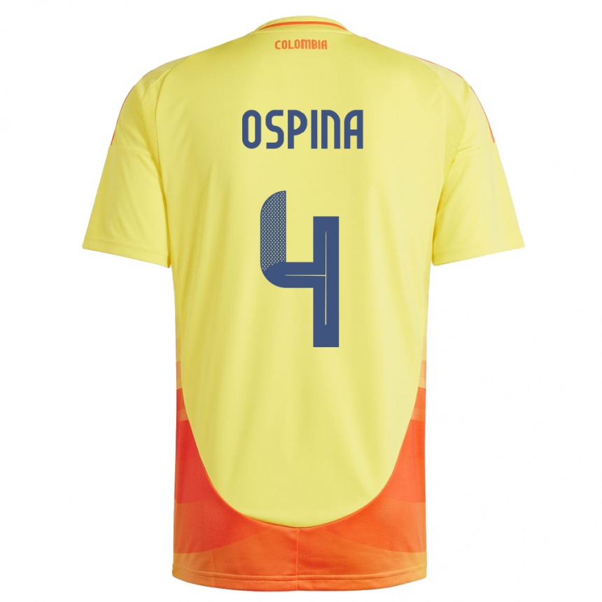 Vaikiškas Kolumbija Diana Ospina #4 Geltona Namų Marškinėliai 24-26 T-Shirt