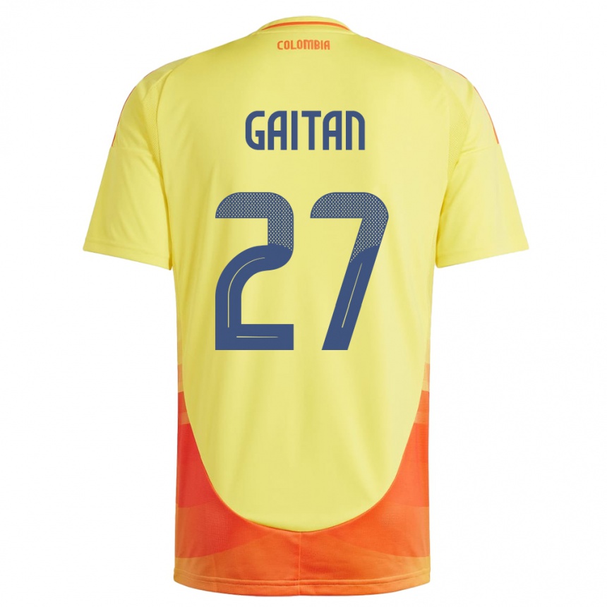 Vaikiškas Kolumbija Natalia Gaitán #27 Geltona Namų Marškinėliai 24-26 T-Shirt