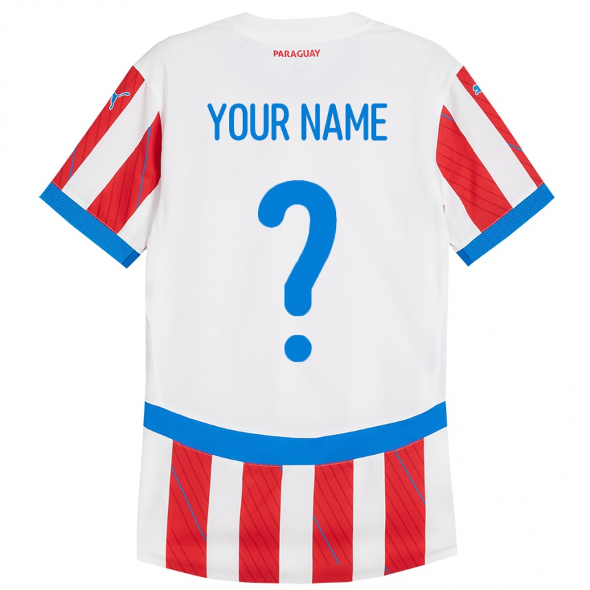 Vaikiškas Paragvajus Jūsų Vardas #0 Balta Raudona Namų Marškinėliai 24-26 T-Shirt
