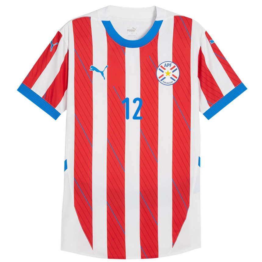 Vaikiškas Paragvajus Alicia Bobadilla #12 Balta Raudona Namų Marškinėliai 24-26 T-Shirt