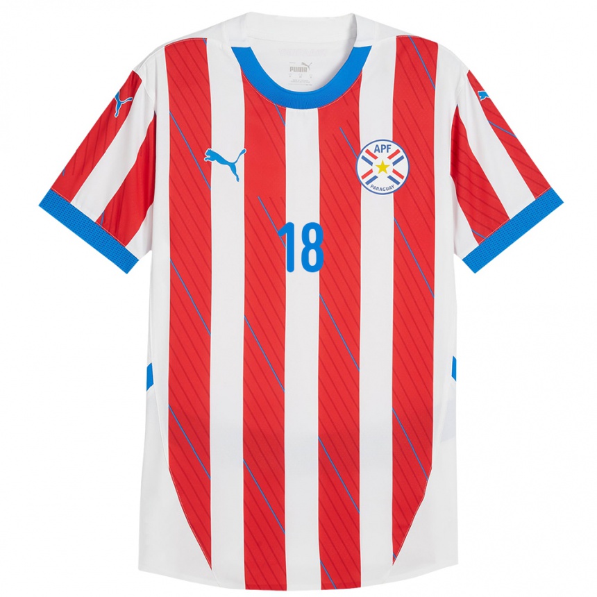 Vaikiškas Paragvajus Cesar Olmedo #18 Balta Raudona Namų Marškinėliai 24-26 T-Shirt