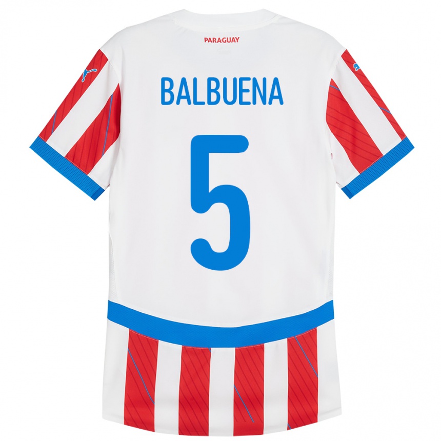 Vaikiškas Paragvajus Fabián Balbuena #5 Balta Raudona Namų Marškinėliai 24-26 T-Shirt