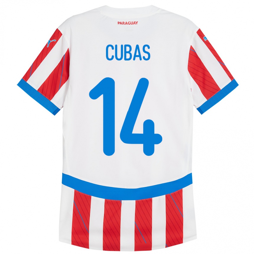 Vaikiškas Paragvajus Andrés Cubas #14 Balta Raudona Namų Marškinėliai 24-26 T-Shirt