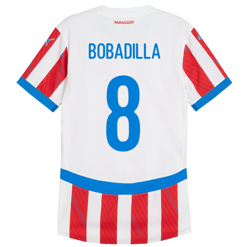 Vaikiškas Paragvajus Damián Bobadilla #8 Balta Raudona Namų Marškinėliai 24-26 T-Shirt