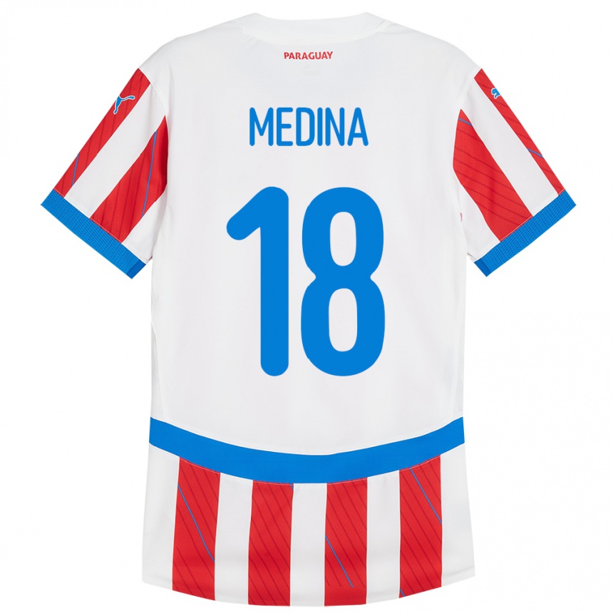 Vaikiškas Paragvajus Jesús Medina #18 Balta Raudona Namų Marškinėliai 24-26 T-Shirt