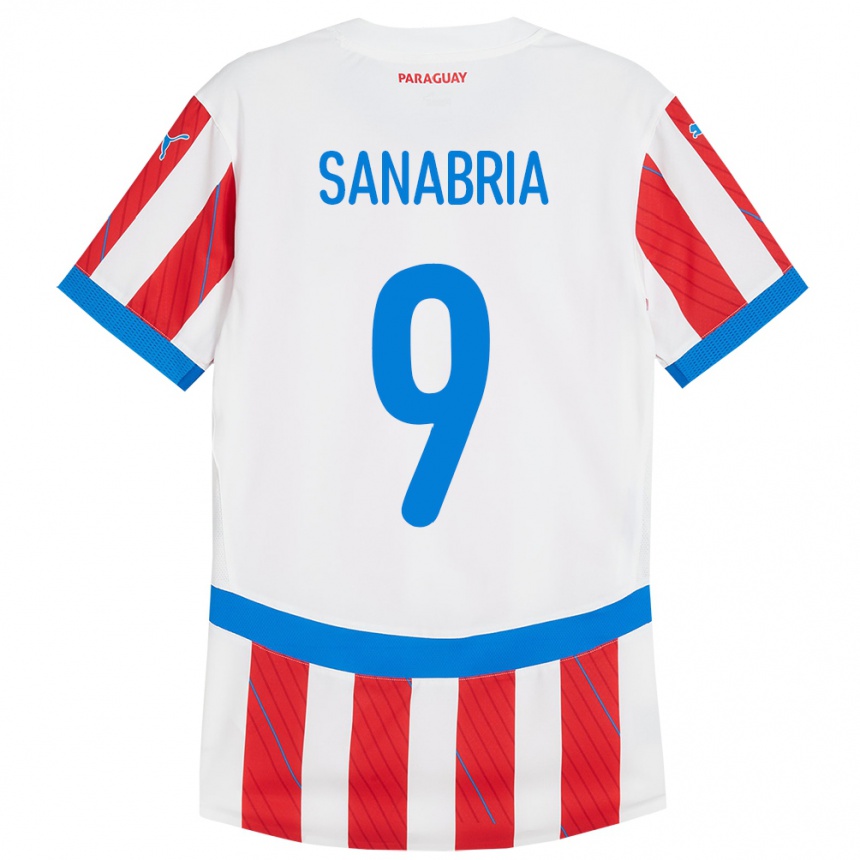 Vaikiškas Paragvajus Antonio Sanabria #9 Balta Raudona Namų Marškinėliai 24-26 T-Shirt