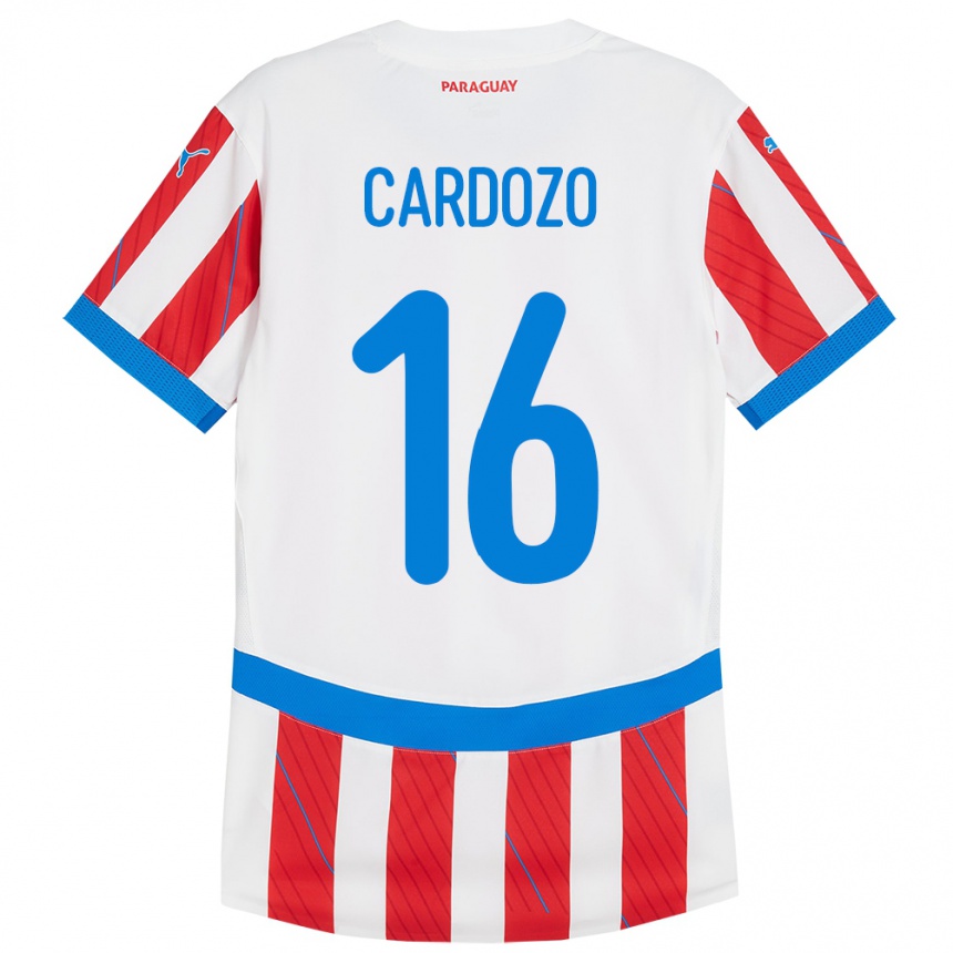 Vaikiškas Paragvajus Juan Cardozo #16 Balta Raudona Namų Marškinėliai 24-26 T-Shirt