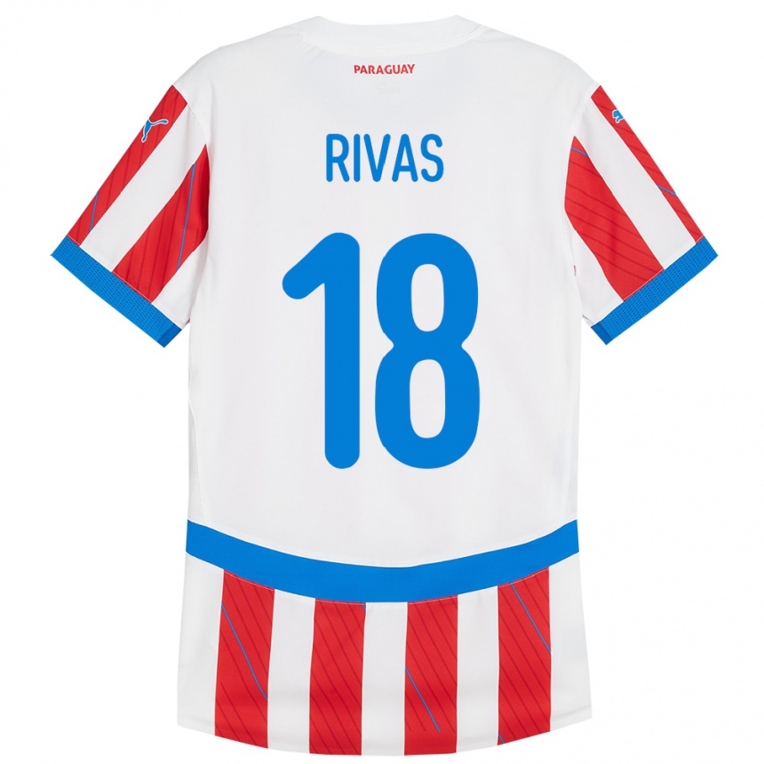 Vaikiškas Paragvajus Daniel Rivas #18 Balta Raudona Namų Marškinėliai 24-26 T-Shirt