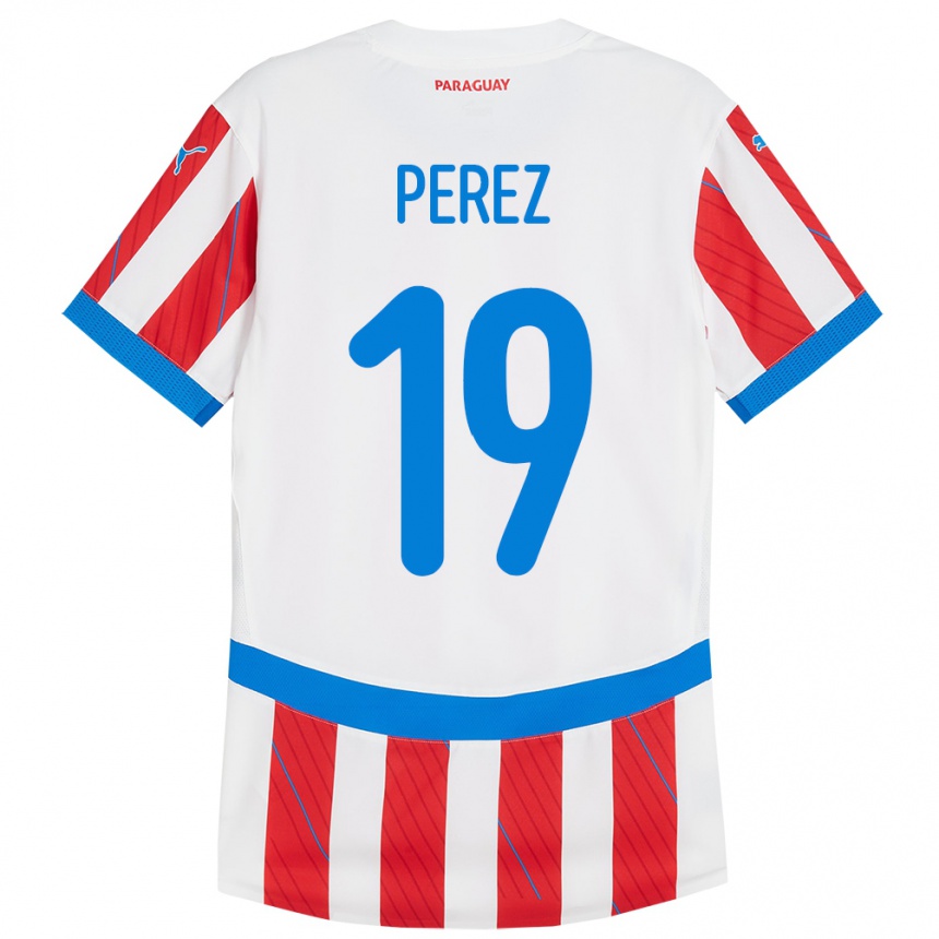 Vaikiškas Paragvajus Marcelo Pérez #19 Balta Raudona Namų Marškinėliai 24-26 T-Shirt