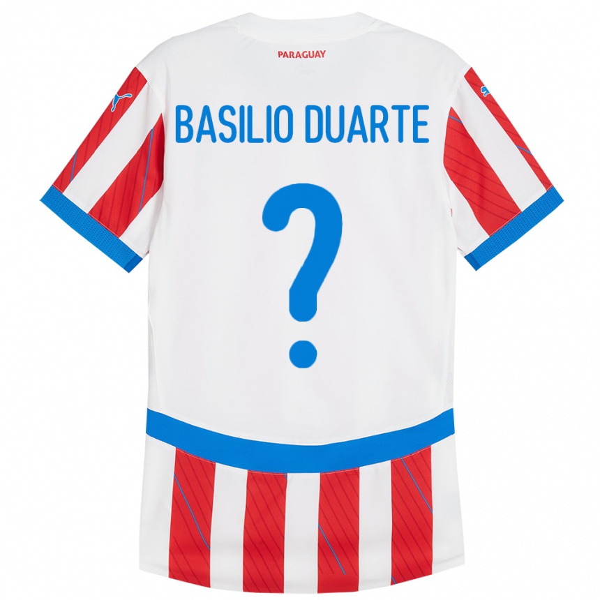 Vaikiškas Paragvajus Basilio Duarte #0 Balta Raudona Namų Marškinėliai 24-26 T-Shirt