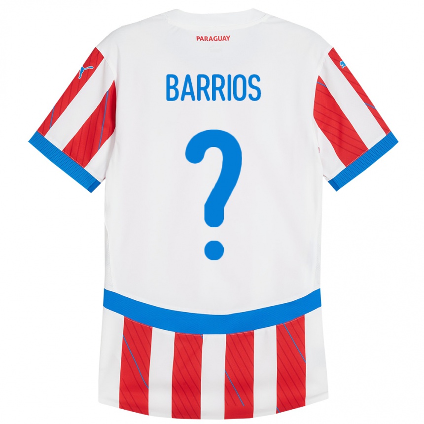 Vaikiškas Paragvajus Fabio Barrios #0 Balta Raudona Namų Marškinėliai 24-26 T-Shirt