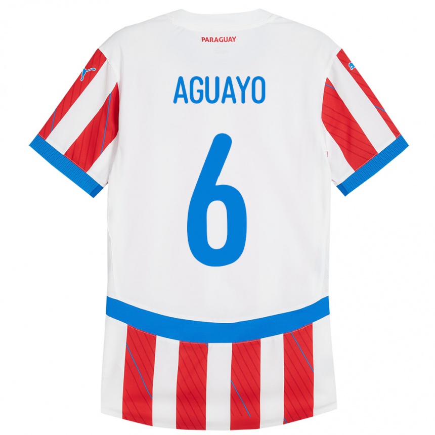 Vaikiškas Paragvajus Ángel Aguayo #6 Balta Raudona Namų Marškinėliai 24-26 T-Shirt