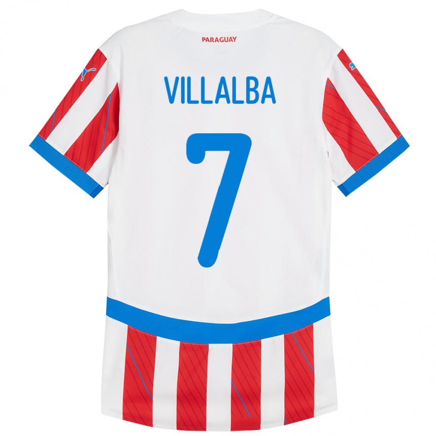 Vaikiškas Paragvajus Rodrigo Villalba #7 Balta Raudona Namų Marškinėliai 24-26 T-Shirt