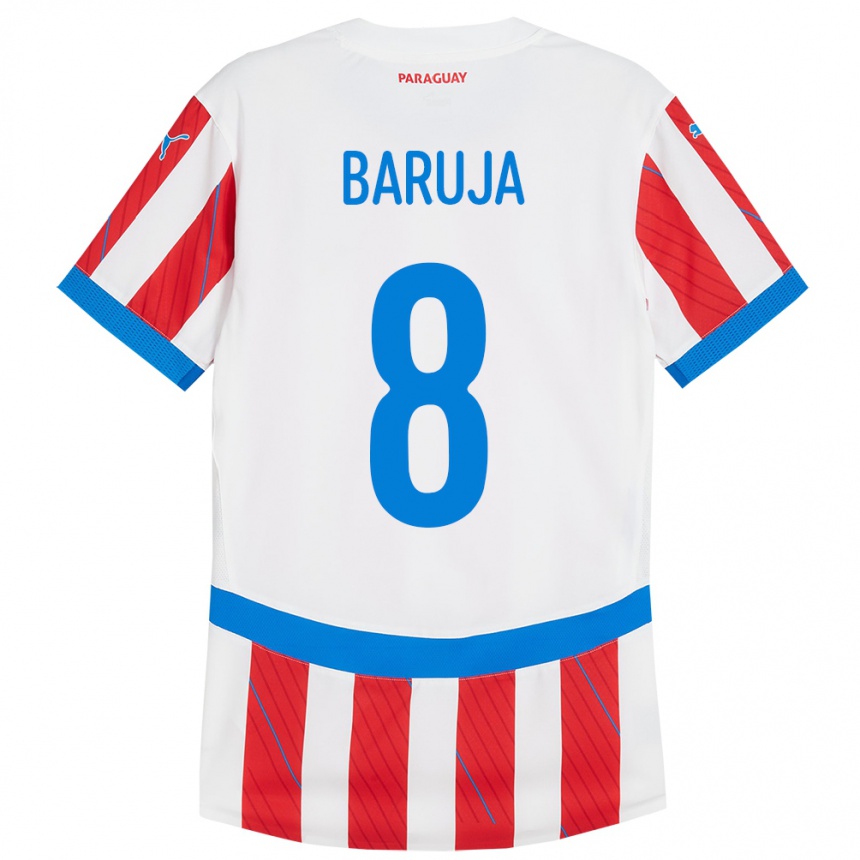 Vaikiškas Paragvajus Fabrizio Baruja #8 Balta Raudona Namų Marškinėliai 24-26 T-Shirt