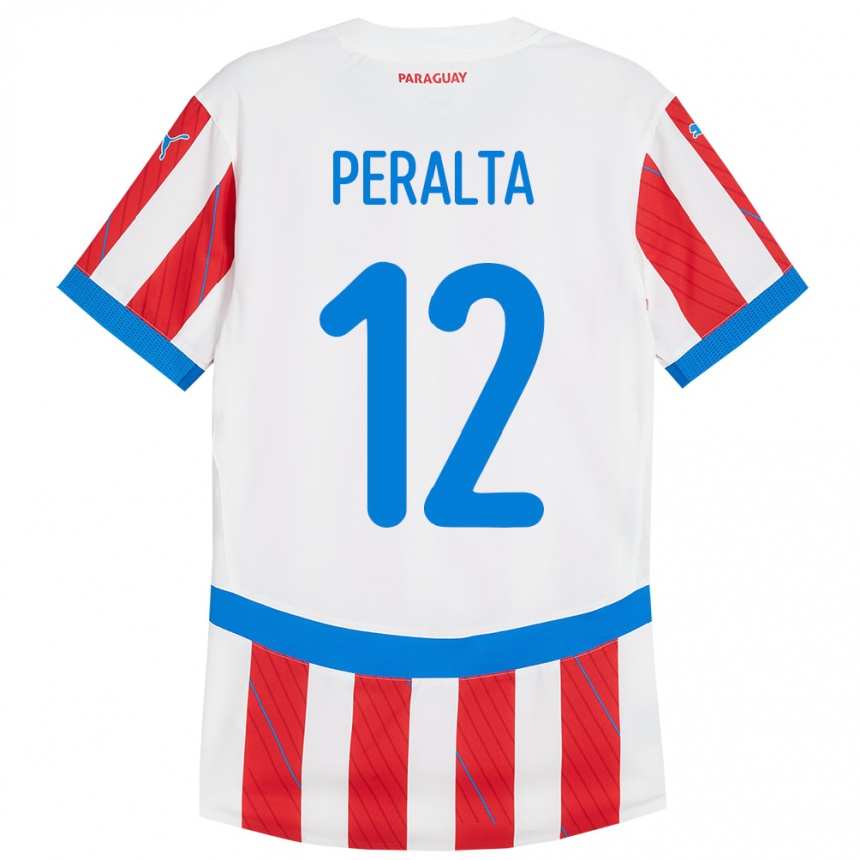 Vaikiškas Paragvajus Jesús Peralta #12 Balta Raudona Namų Marškinėliai 24-26 T-Shirt