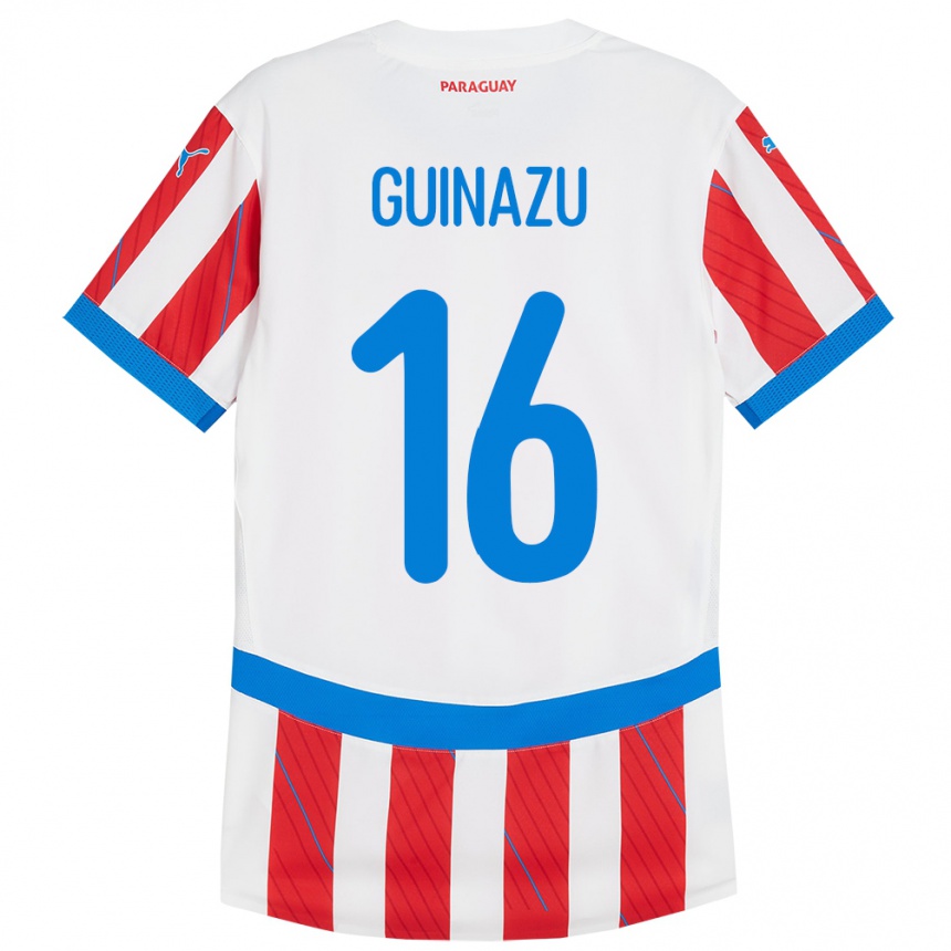 Vaikiškas Paragvajus Lucas Guiñazú #16 Balta Raudona Namų Marškinėliai 24-26 T-Shirt