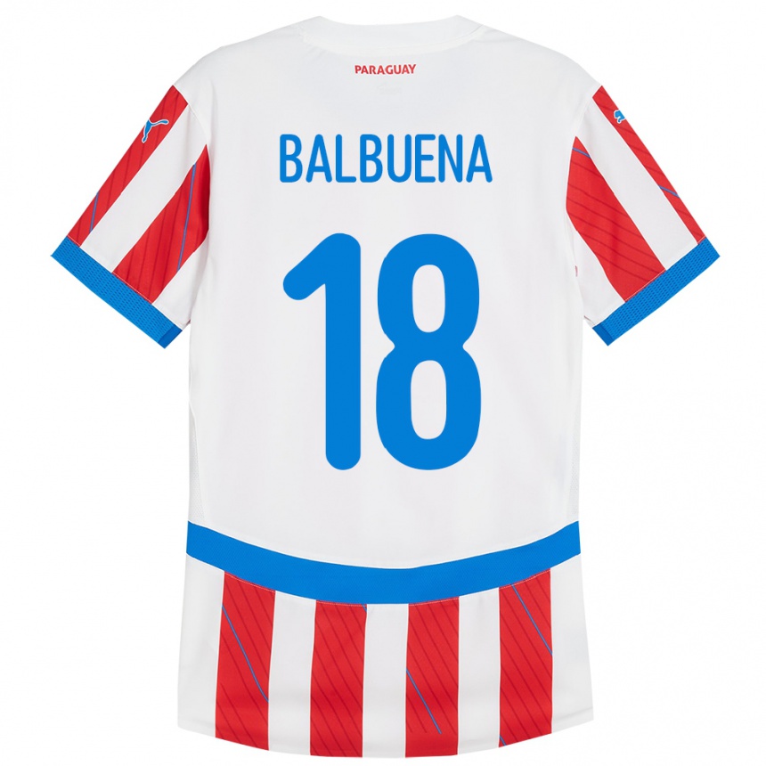 Vaikiškas Paragvajus Axel Balbuena #18 Balta Raudona Namų Marškinėliai 24-26 T-Shirt