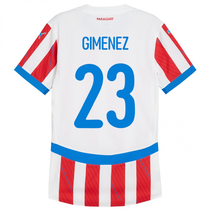 Vaikiškas Paragvajus Miguel Giménez #23 Balta Raudona Namų Marškinėliai 24-26 T-Shirt