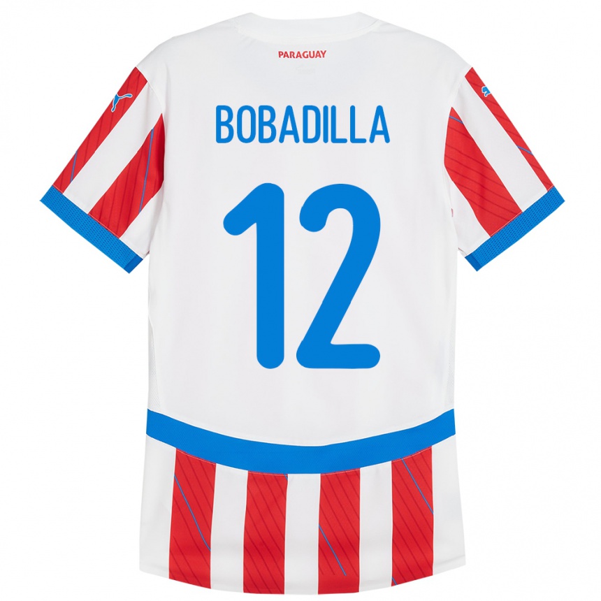 Vaikiškas Paragvajus Alicia Bobadilla #12 Balta Raudona Namų Marškinėliai 24-26 T-Shirt