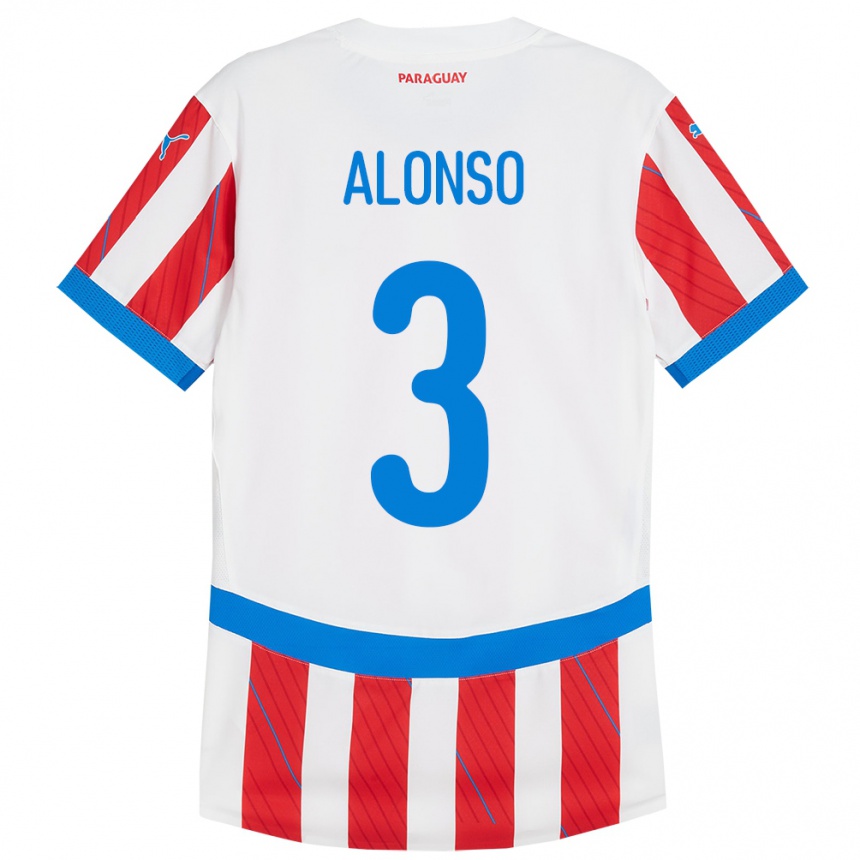 Vaikiškas Paragvajus Lorena Alonso #3 Balta Raudona Namų Marškinėliai 24-26 T-Shirt