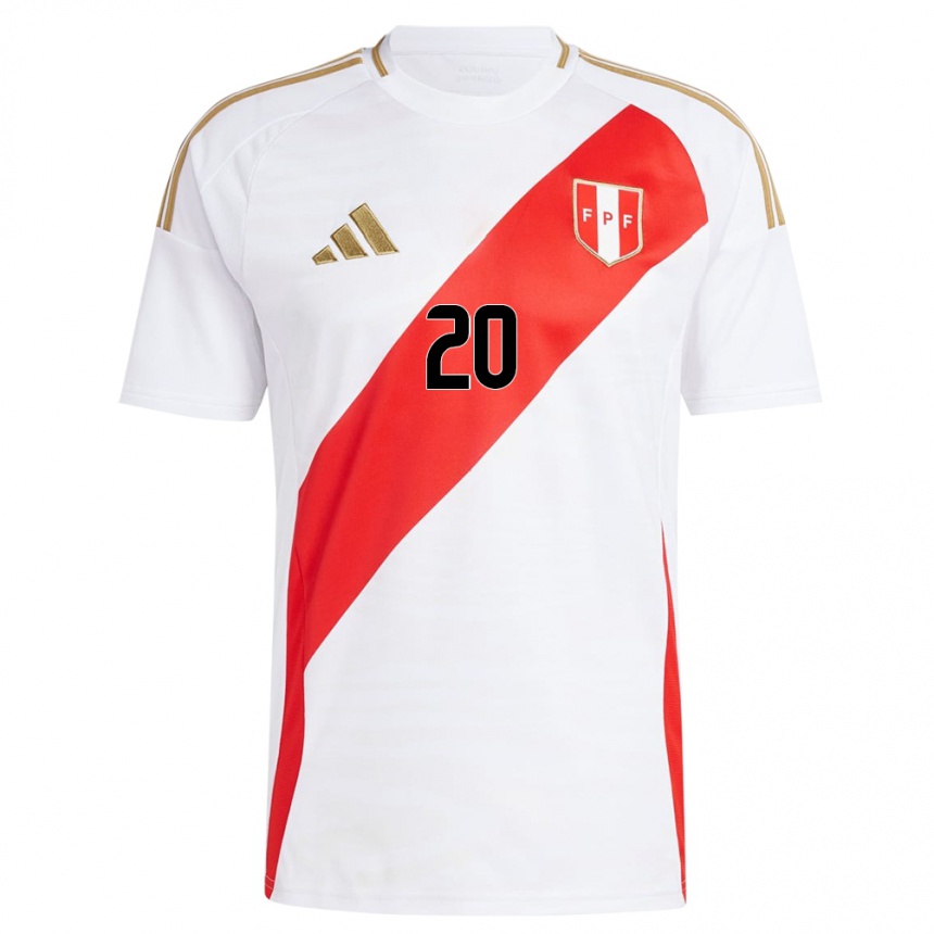 Vaikiškas Peru Edison Flores #20 Baltas Namų Marškinėliai 24-26 T-Shirt