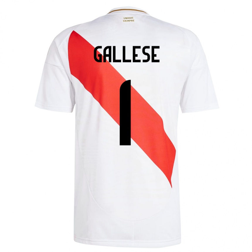 Vaikiškas Peru Pedro Gallese #1 Baltas Namų Marškinėliai 24-26 T-Shirt