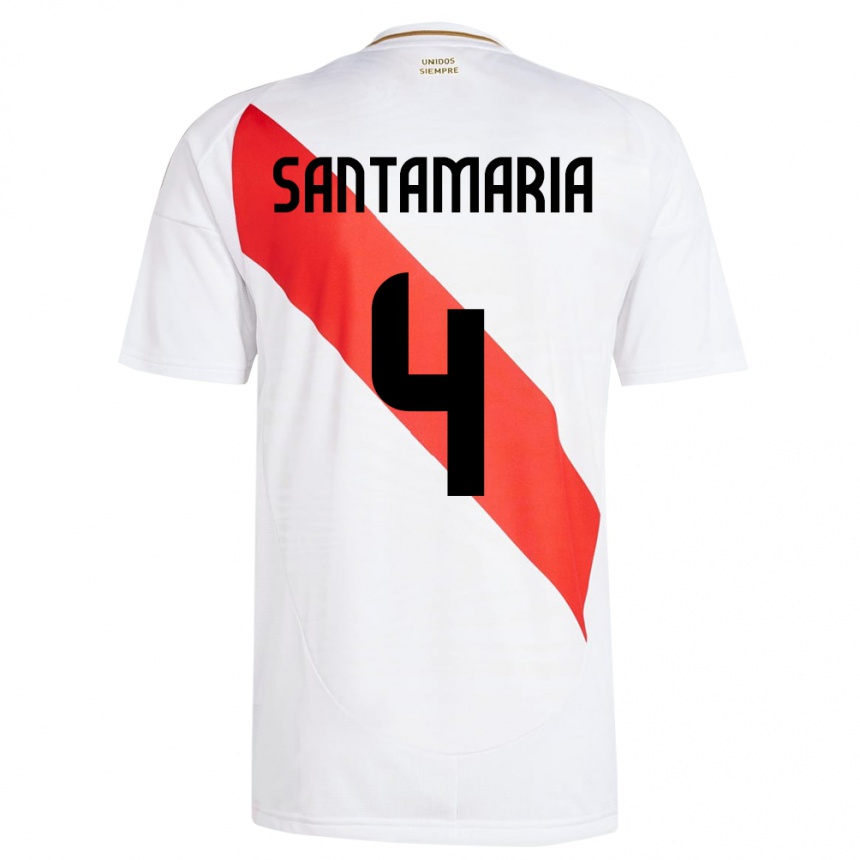 Vaikiškas Peru Anderson Santamaría #4 Baltas Namų Marškinėliai 24-26 T-Shirt