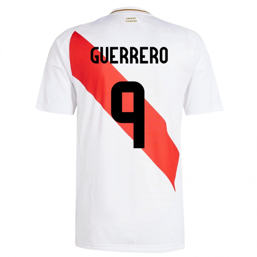 Vaikiškas Peru Paolo Guerrero #9 Baltas Namų Marškinėliai 24-26 T-Shirt