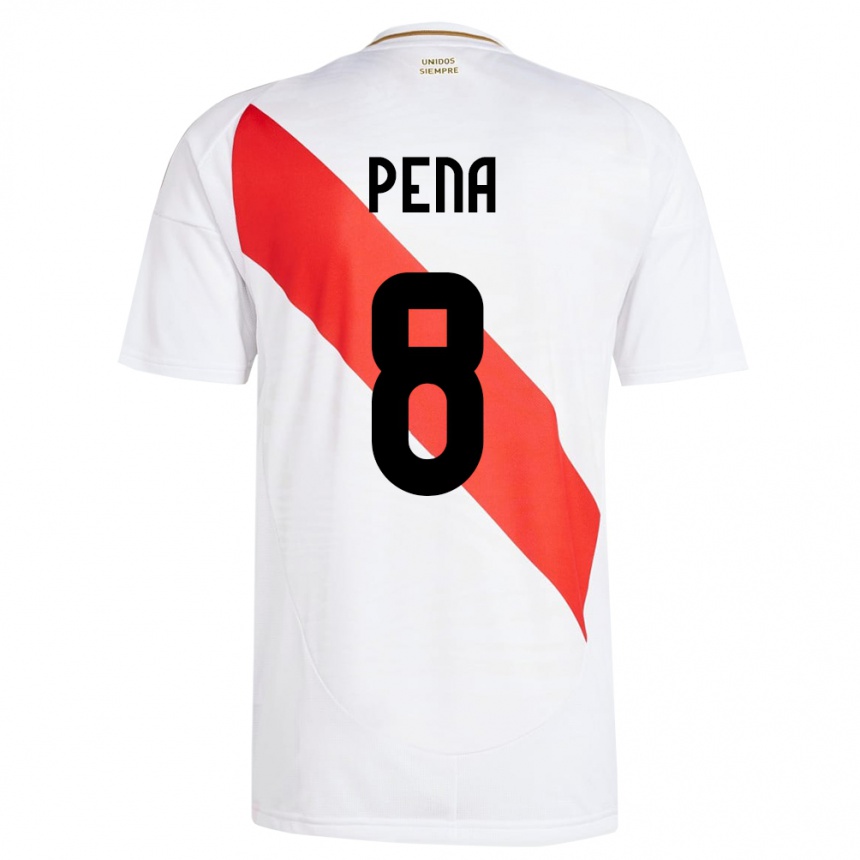 Vaikiškas Peru Sergio Peña #8 Baltas Namų Marškinėliai 24-26 T-Shirt