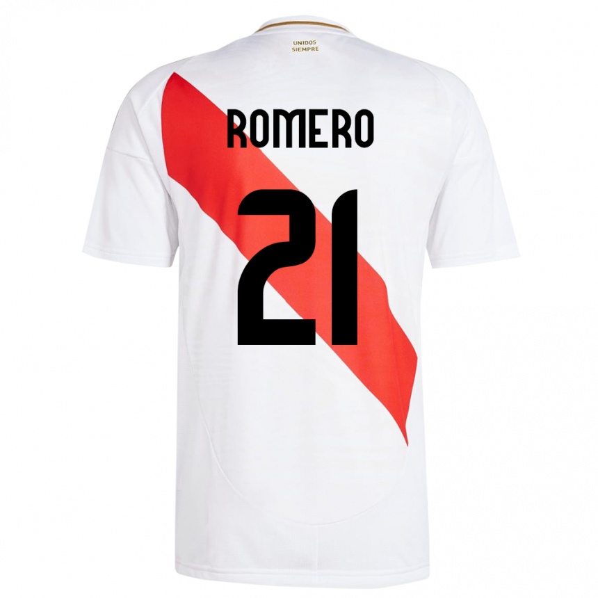 Vaikiškas Peru Diego Romero #21 Baltas Namų Marškinėliai 24-26 T-Shirt