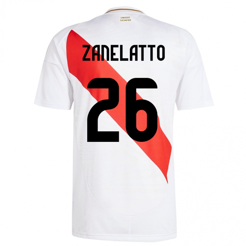 Vaikiškas Peru Franco Zanelatto #26 Baltas Namų Marškinėliai 24-26 T-Shirt