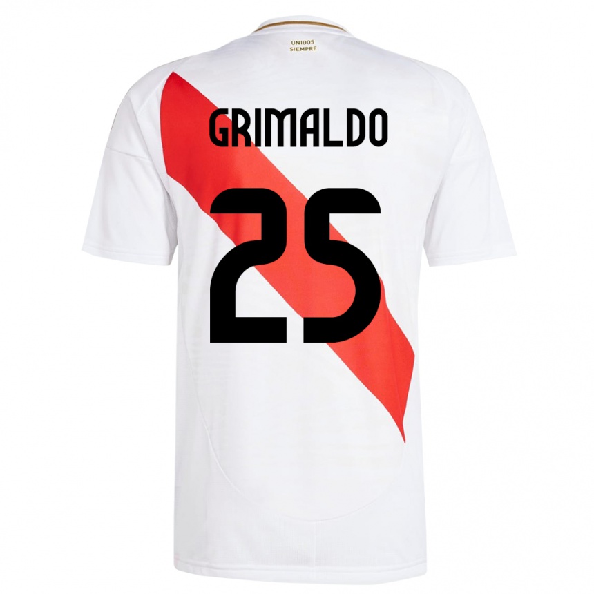 Vaikiškas Peru Joao Grimaldo #25 Baltas Namų Marškinėliai 24-26 T-Shirt