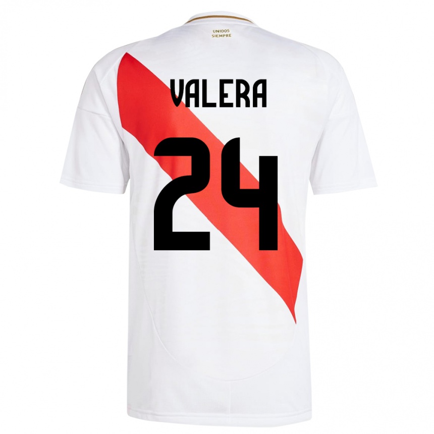 Vaikiškas Peru Álex Valera #24 Baltas Namų Marškinėliai 24-26 T-Shirt