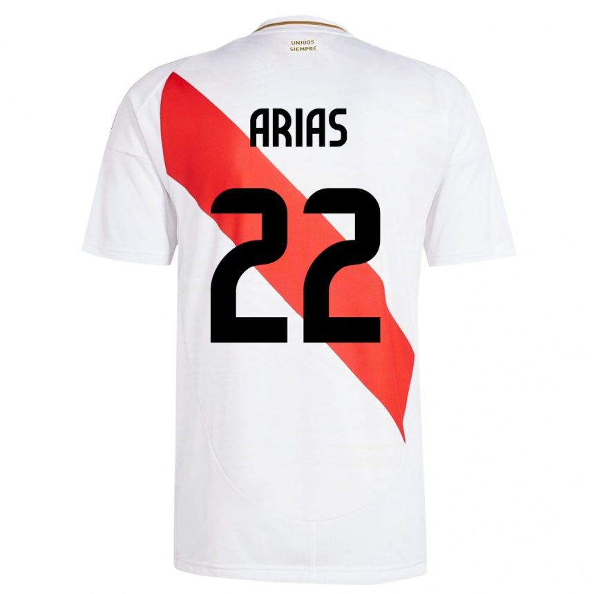 Vaikiškas Peru Brian Arias #22 Baltas Namų Marškinėliai 24-26 T-Shirt