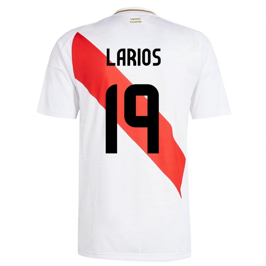 Vaikiškas Peru Guillermo Larios #19 Baltas Namų Marškinėliai 24-26 T-Shirt