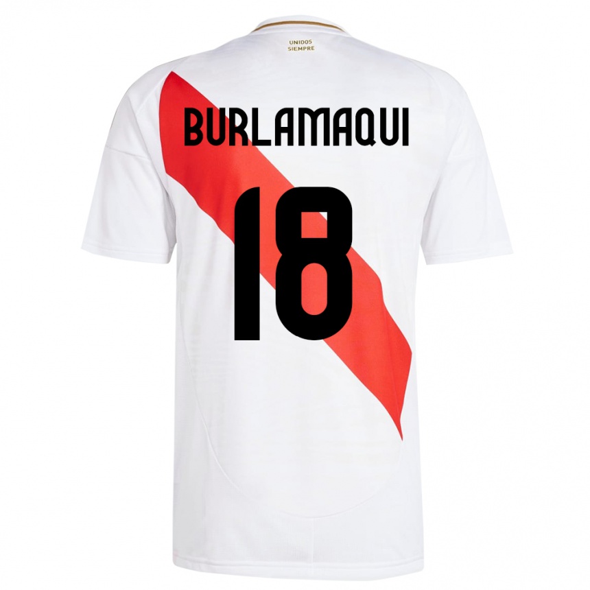 Vaikiškas Peru Alessandro Burlamaqui #18 Baltas Namų Marškinėliai 24-26 T-Shirt