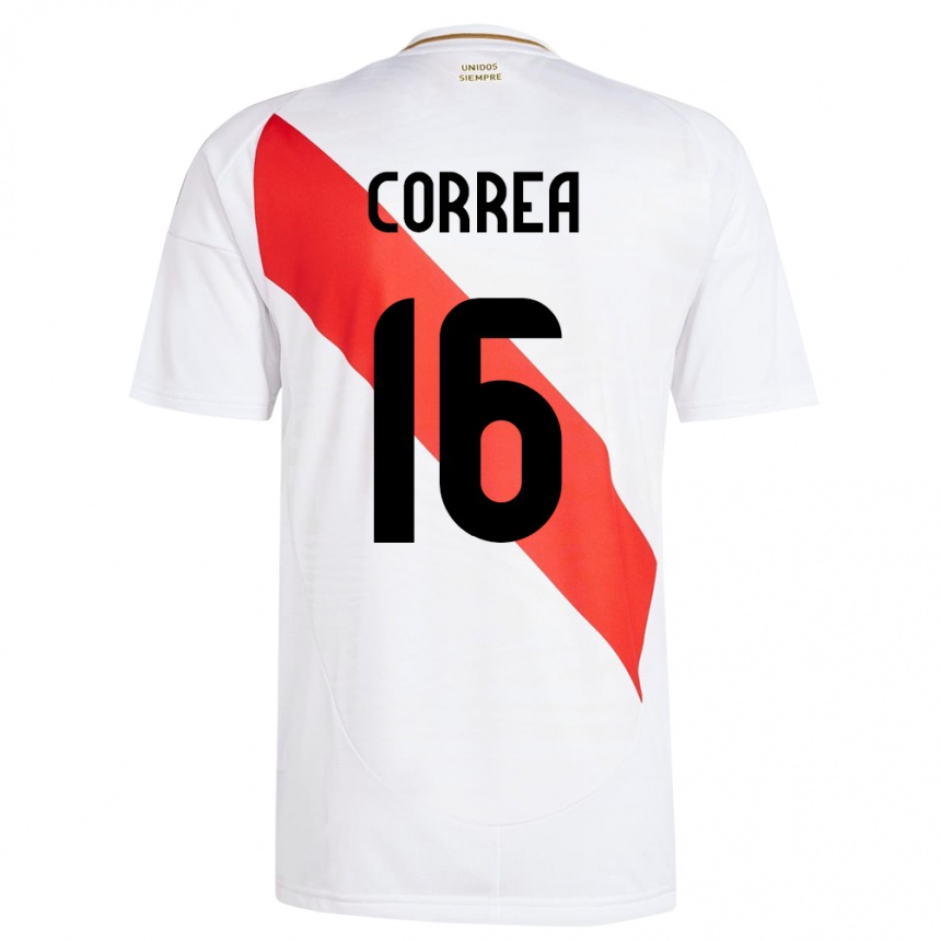 Vaikiškas Peru Eslyn Correa #16 Baltas Namų Marškinėliai 24-26 T-Shirt