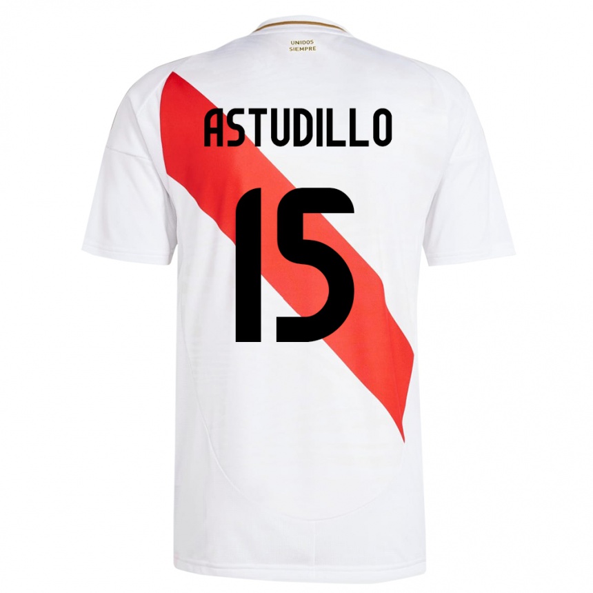 Vaikiškas Peru Julinho Astudillo #15 Baltas Namų Marškinėliai 24-26 T-Shirt