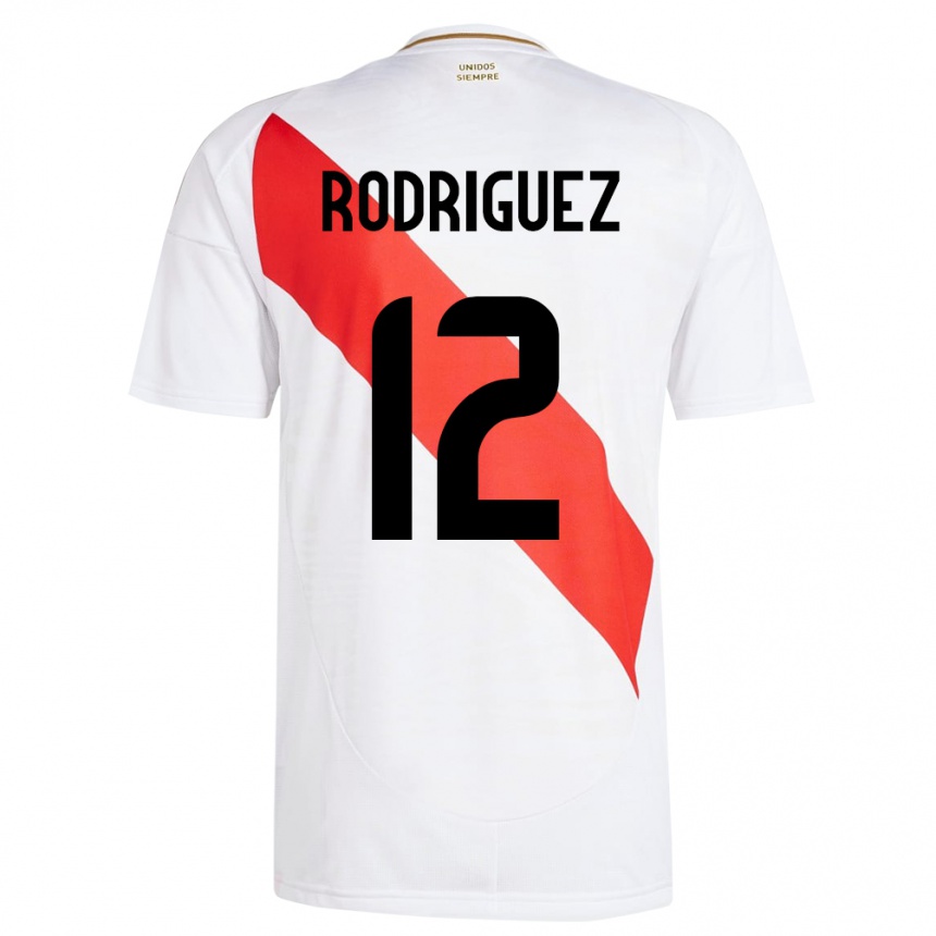 Vaikiškas Peru Jhefferson Rodríguez #12 Baltas Namų Marškinėliai 24-26 T-Shirt