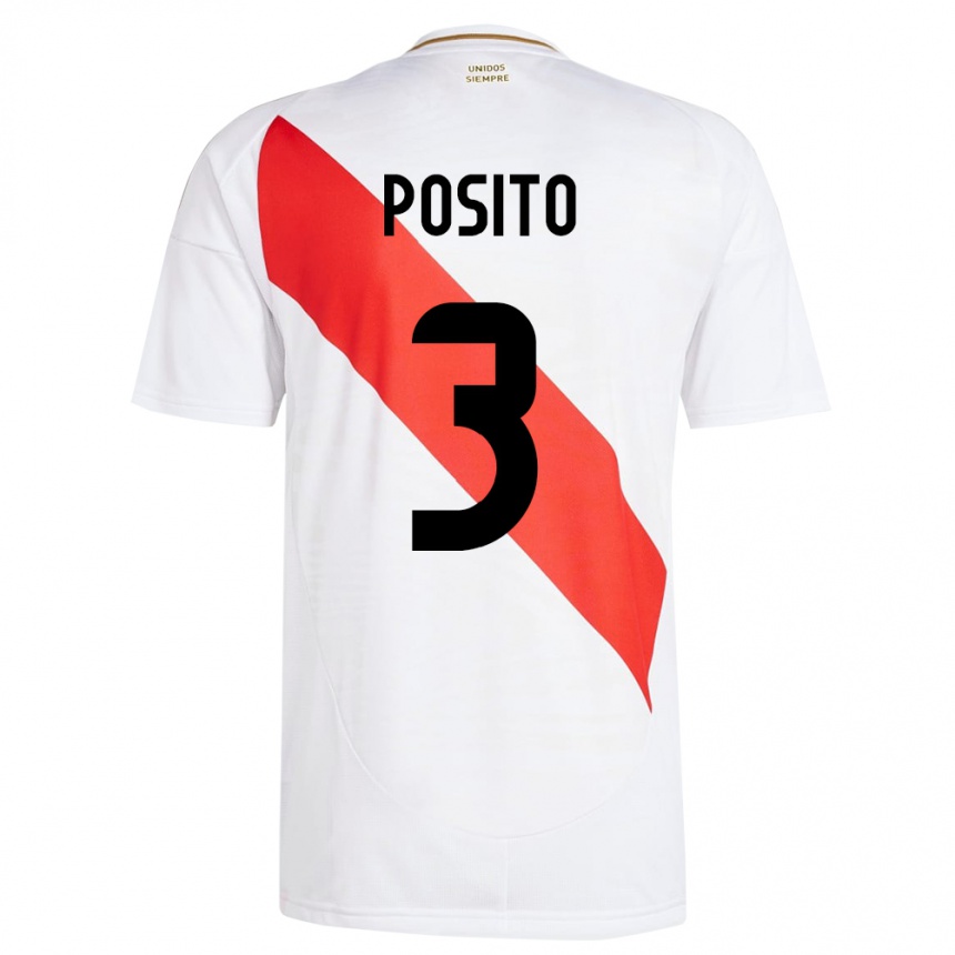 Vaikiškas Peru Alejandro Pósito #3 Baltas Namų Marškinėliai 24-26 T-Shirt