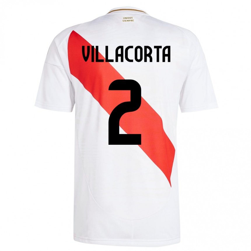 Vaikiškas Peru Anderson Villacorta #2 Baltas Namų Marškinėliai 24-26 T-Shirt