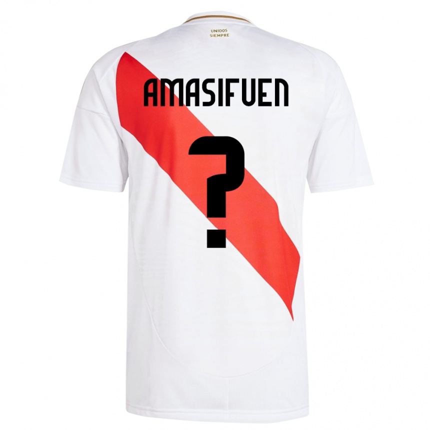 Vaikiškas Peru Nicolás Amasifuén #0 Baltas Namų Marškinėliai 24-26 T-Shirt